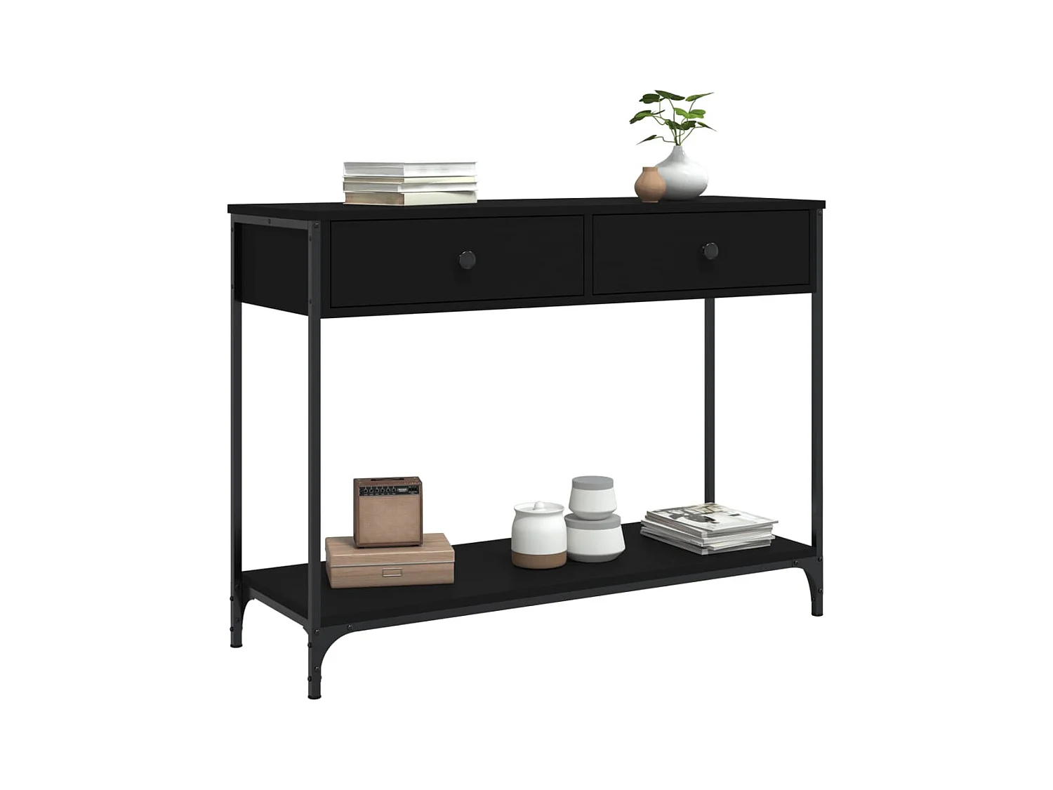 Table console noir 100x34,5x75 cm bois d'ingénierie