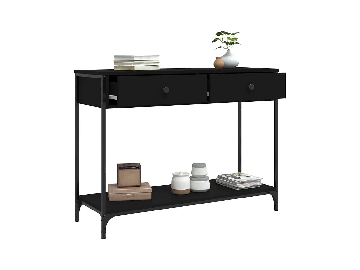 Table console noir 100x34,5x75 cm bois d'ingénierie