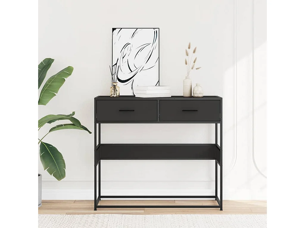 Zwarte consoletafel 90x35x80 cm bewerkt hout