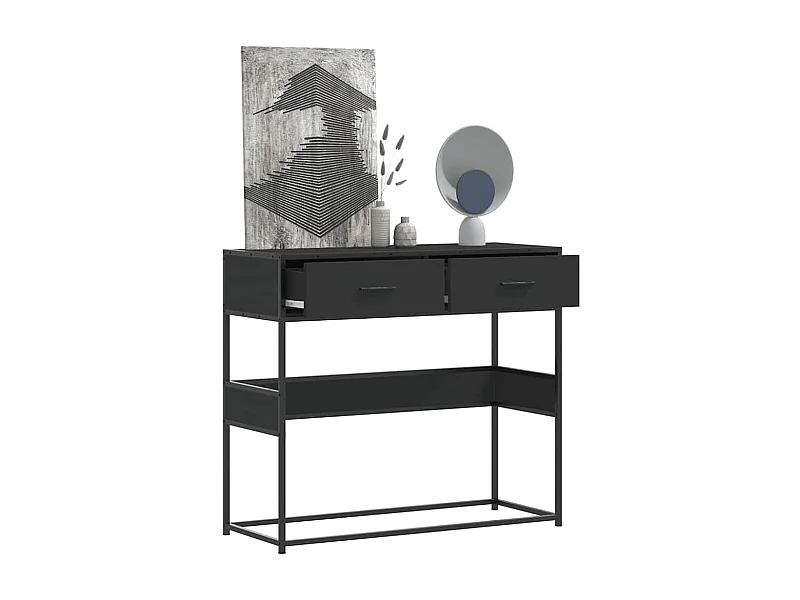 Table console noir 90x35x80 cm bois d'ingénierie