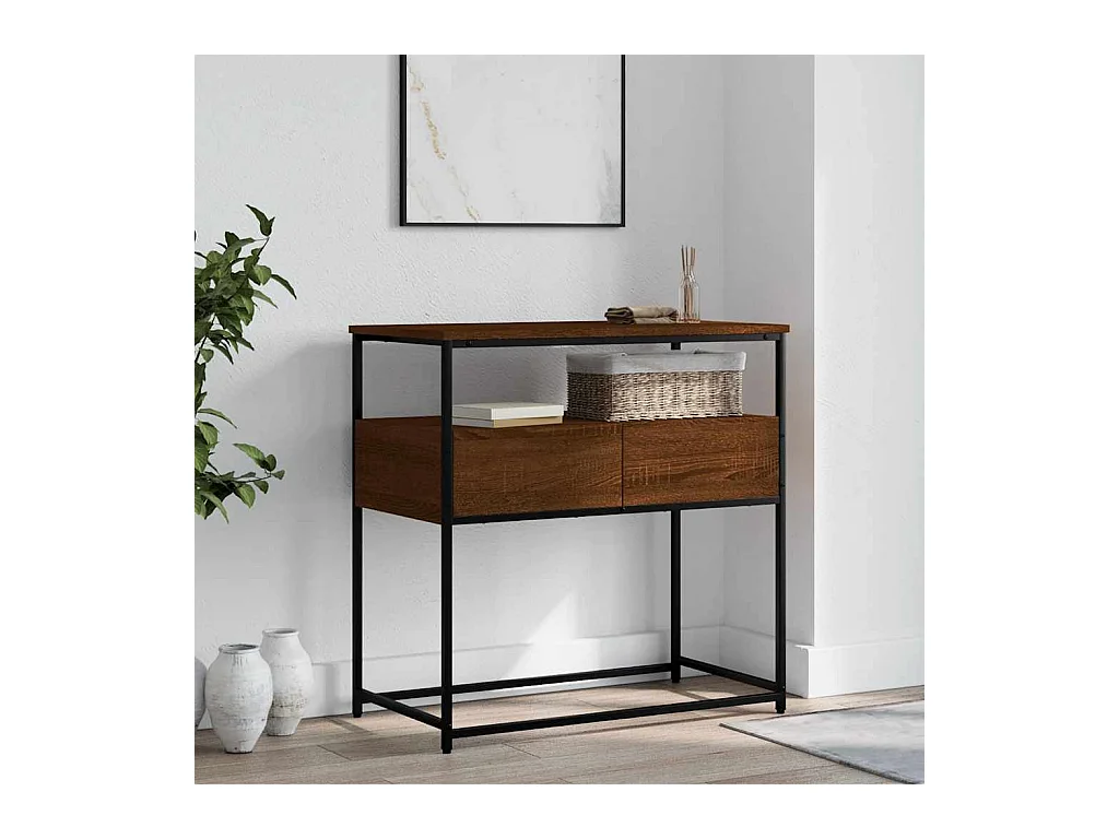 Table console chêne marron 75x40x75 cm bois d'ingénierie