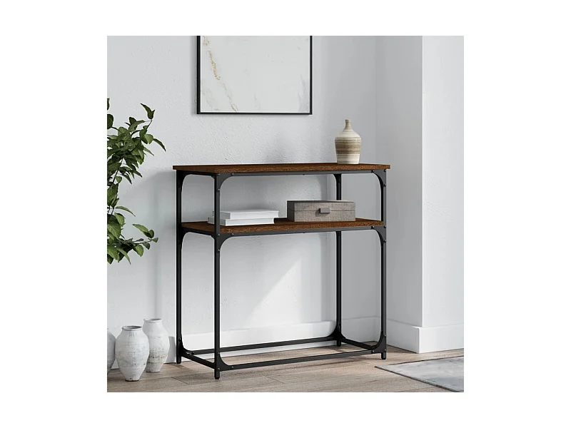 Table console chêne marron 75x35,5x75 cm bois d'ingénierie