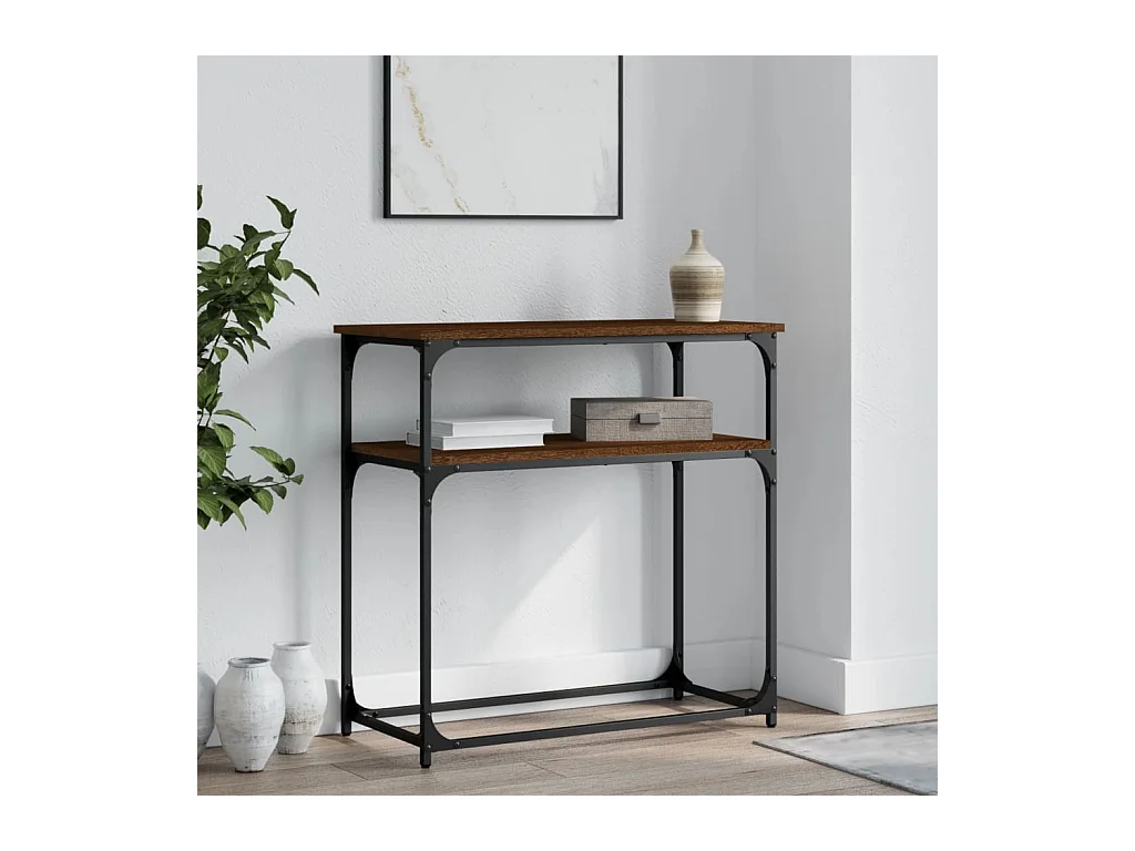 Table console chêne marron 75x35,5x75 cm bois d'ingénierie