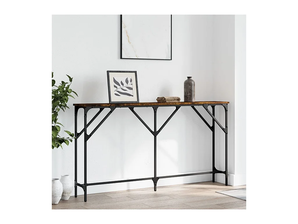 Table console chêne fumé 140x23x75 cm bois d'ingénierie