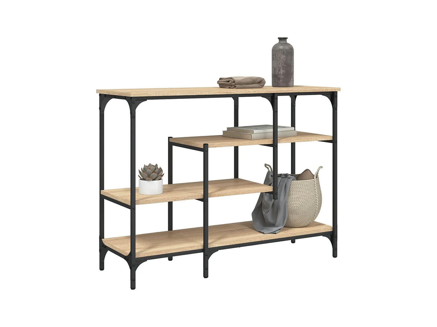 Table console avec étagères chêne sonoma 100x35x75 cm