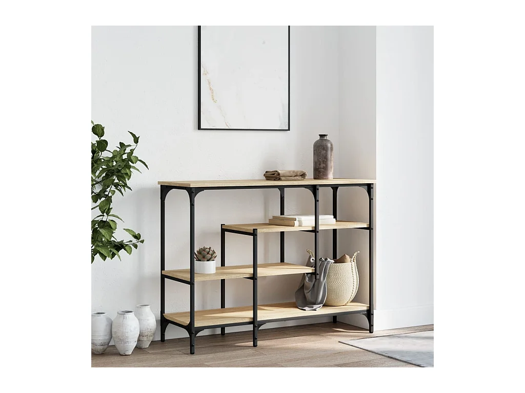Table console avec étagères chêne sonoma 100x35x75 cm