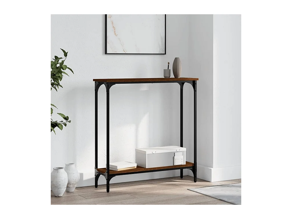 Table console chêne marron 75x22,5x75 cm bois d'ingénierie