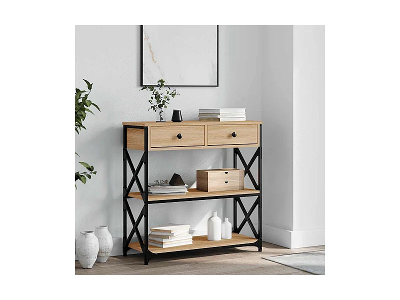 Consolle in rovere Sonoma 75x28x75 cm in legno ingegnerizzato