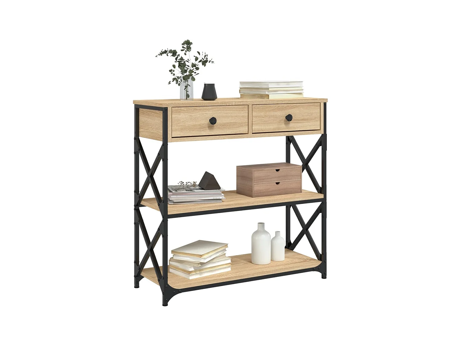 Konsolentisch aus Sonoma-Eiche, 75 x 28 x 75 cm, Holzwerkstoff