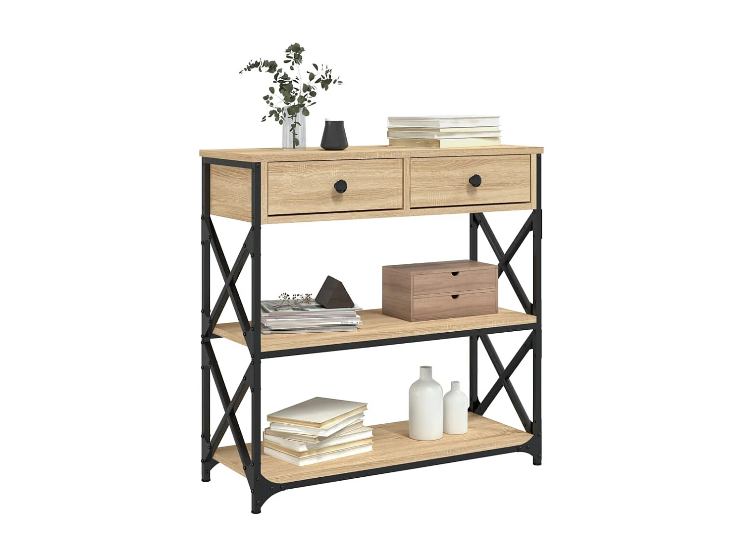 Table console chêne sonoma 75x28x75 cm bois d'ingénierie