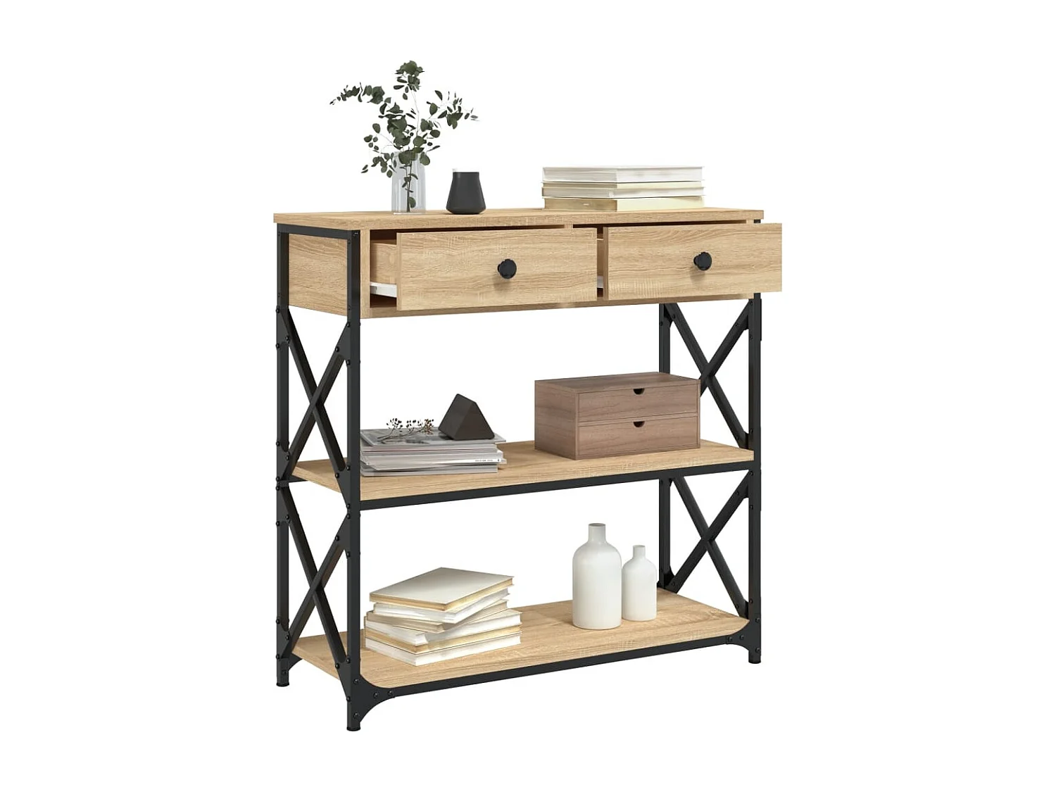 Table console chêne sonoma 75x28x75 cm bois d'ingénierie