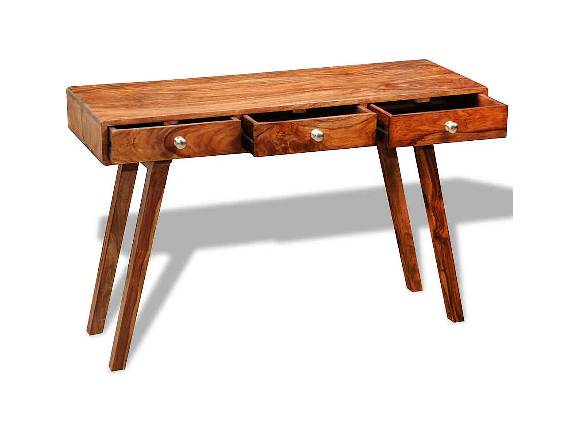 Table console avec 3 tiroirs 76 cm Bois massif