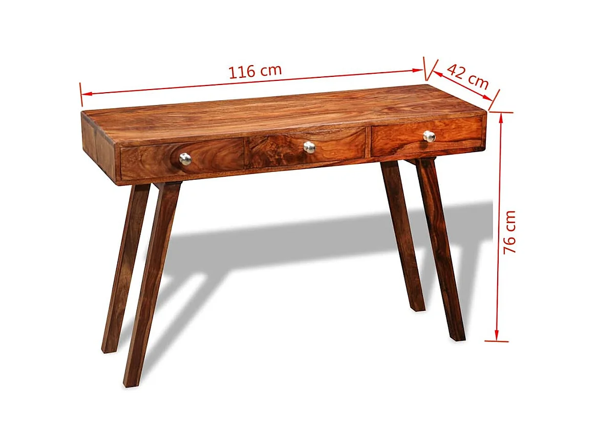 Table console avec 3 tiroirs 76 cm Bois massif