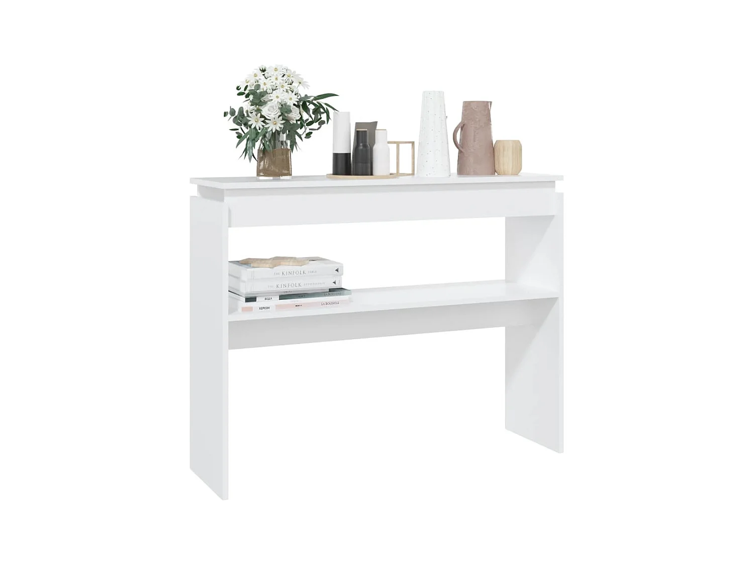 Table console blanc 102x30x80 cm bois d'ingénierie