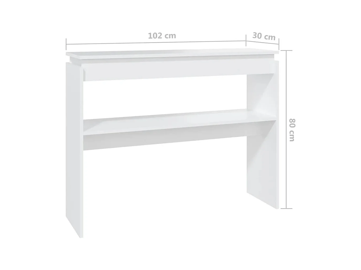 Table console blanc 102x30x80 cm bois d'ingénierie