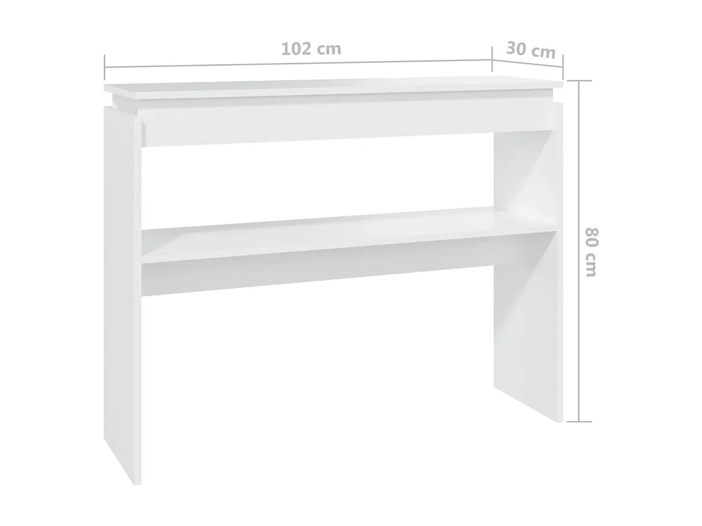 Witte consoletafel 102x30x80 cm bewerkt hout