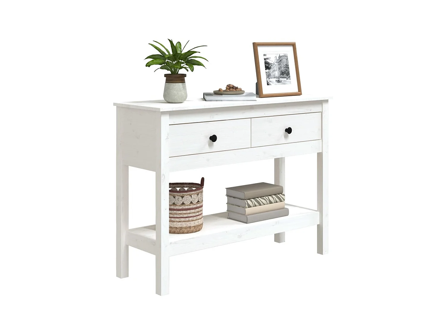 Table console Blanc 100x35x75 cm Bois massif de pin