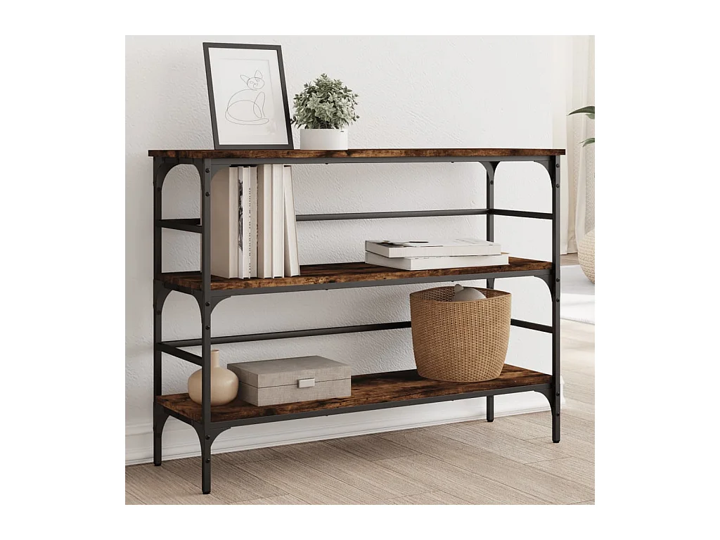 Table console chêne fumé 100x32x75 cm bois d'ingénierie