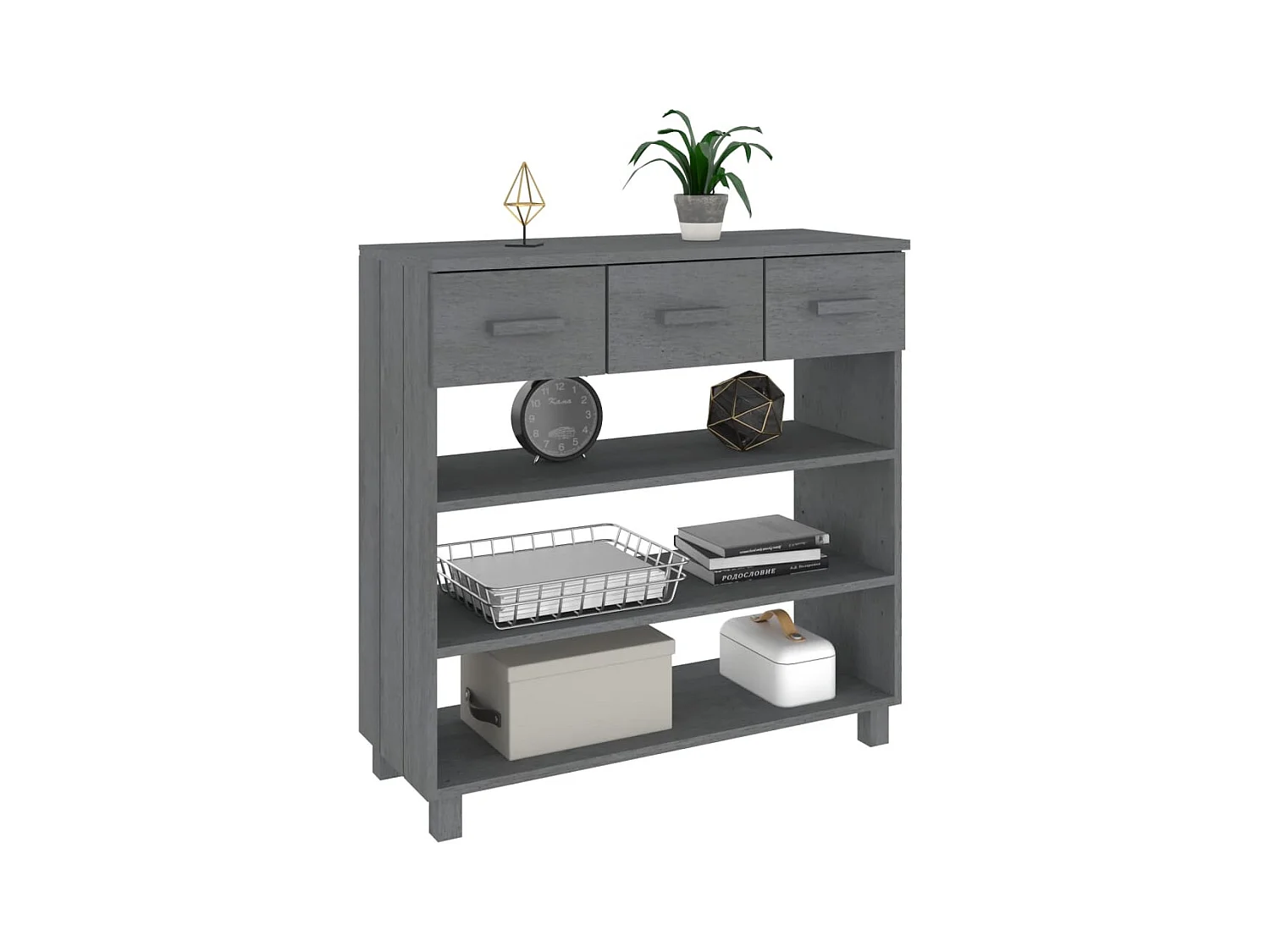 Consolle HAMAR Grigio Scuro 90x35x90 cm Legno Massello di Pino