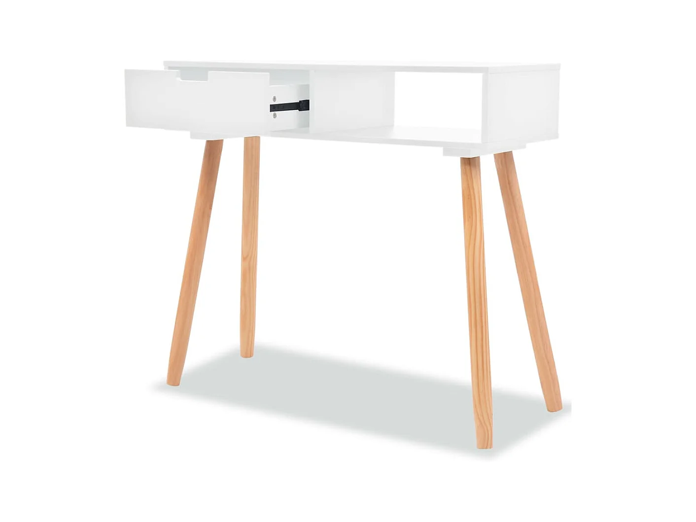 Tavolo consolle in legno massello di pino 80 x 30 x 72 cm Bianco
