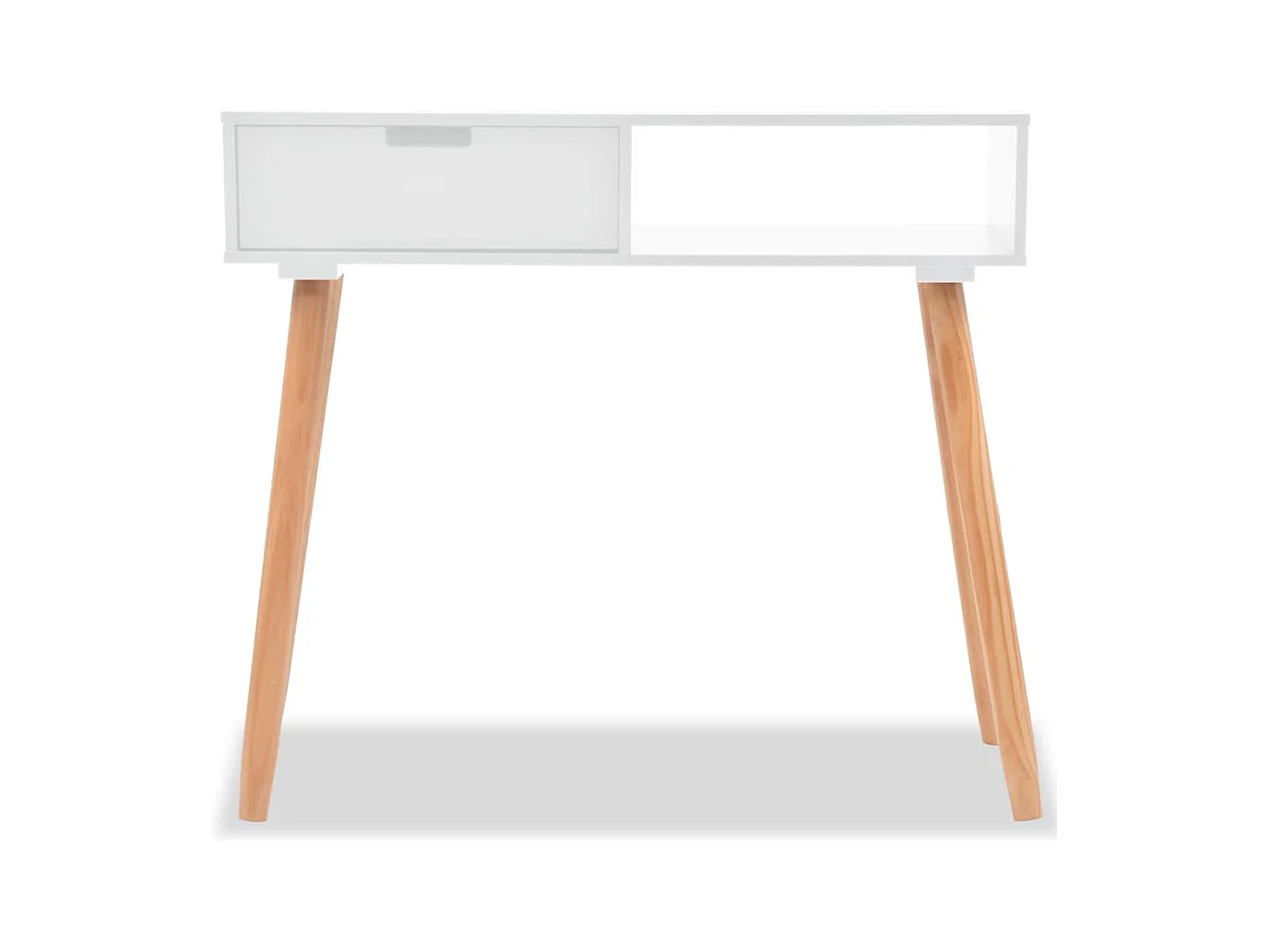 Tavolo consolle in legno massello di pino 80 x 30 x 72 cm Bianco