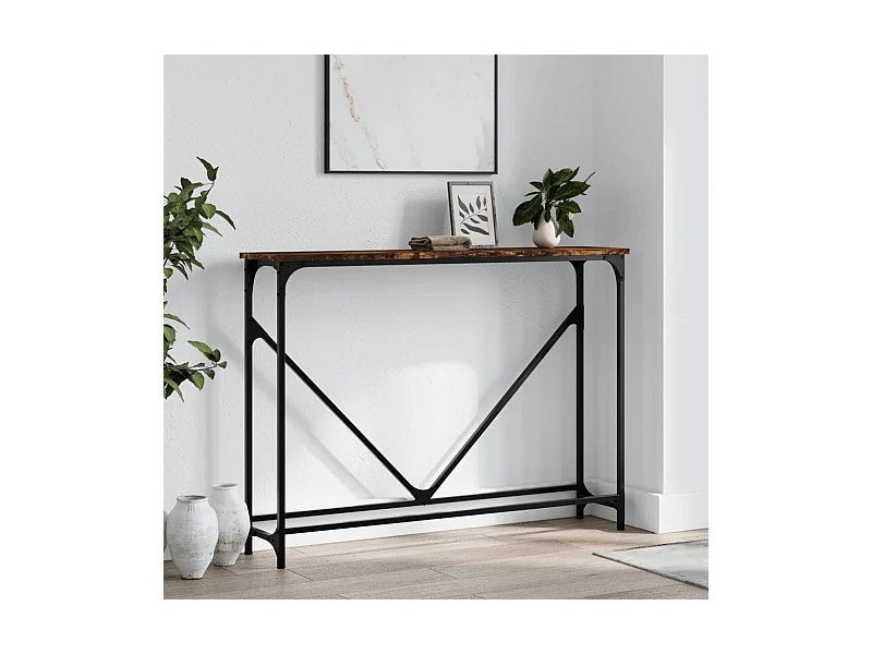 Table console chêne fumé 102x22,5x75 cm bois d'ingénierie