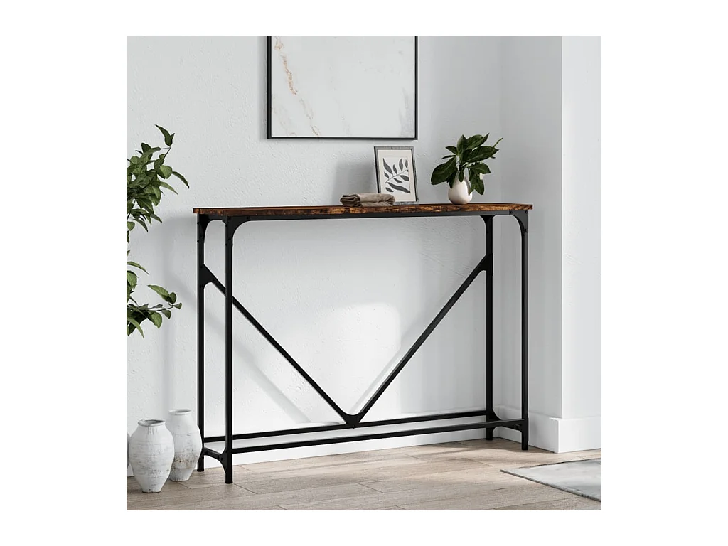 Table console chêne fumé 102x22,5x75 cm bois d'ingénierie