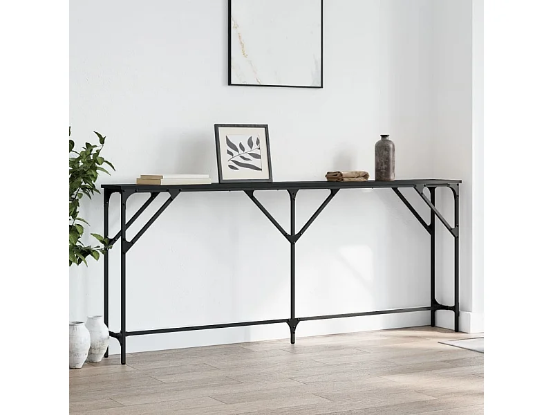 Consolle nera 180x23x75 cm in legno ingegnerizzato