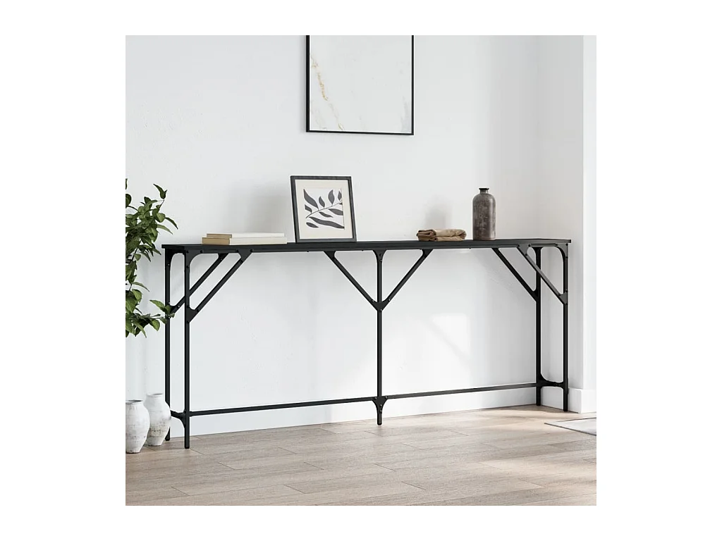 Zwarte consoletafel 180x23x75 cm bewerkt hout