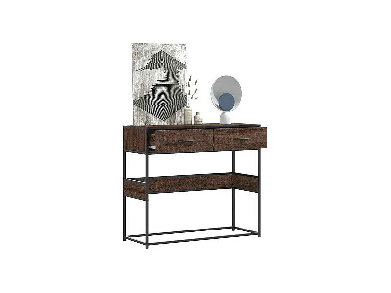 Consolle in rovere marrone 90x35x80 cm in legno ingegnerizzato