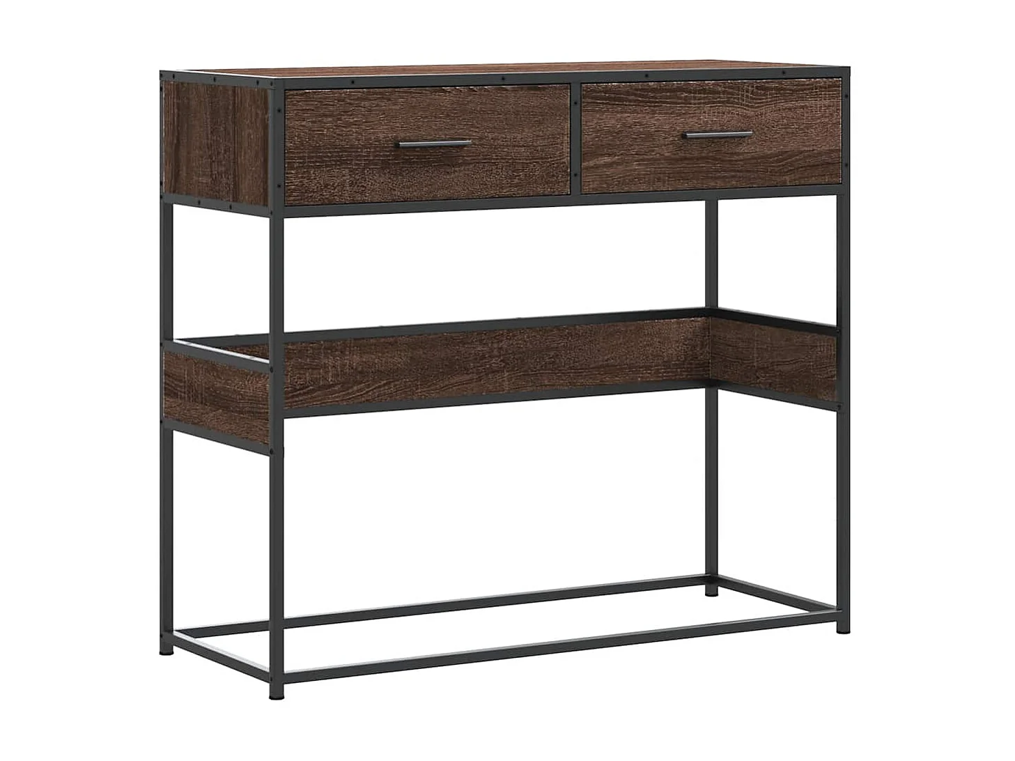 Table console chêne marron 90x35x80 cm bois d'ingénierie