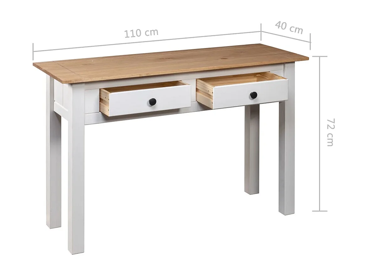 Consoletafel Wit 110x40x72 cm Massief grenen Panama-serie