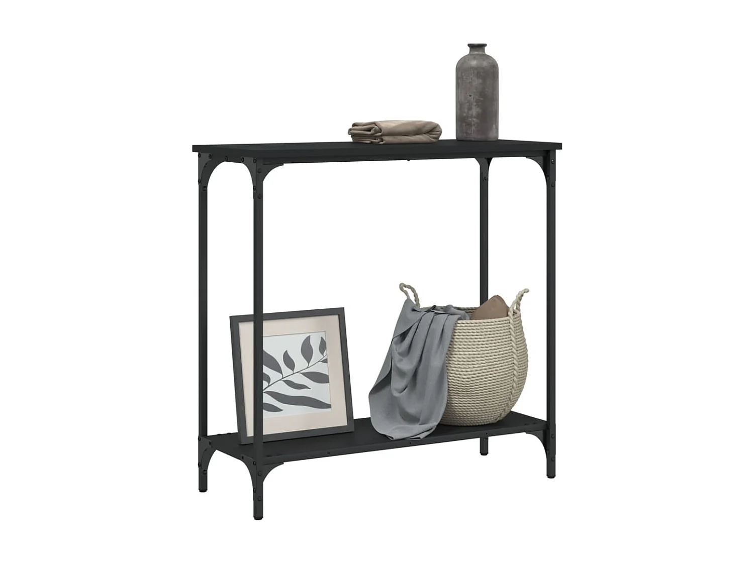 Table console noir 75x30,5x75 cm bois d'ingénierie