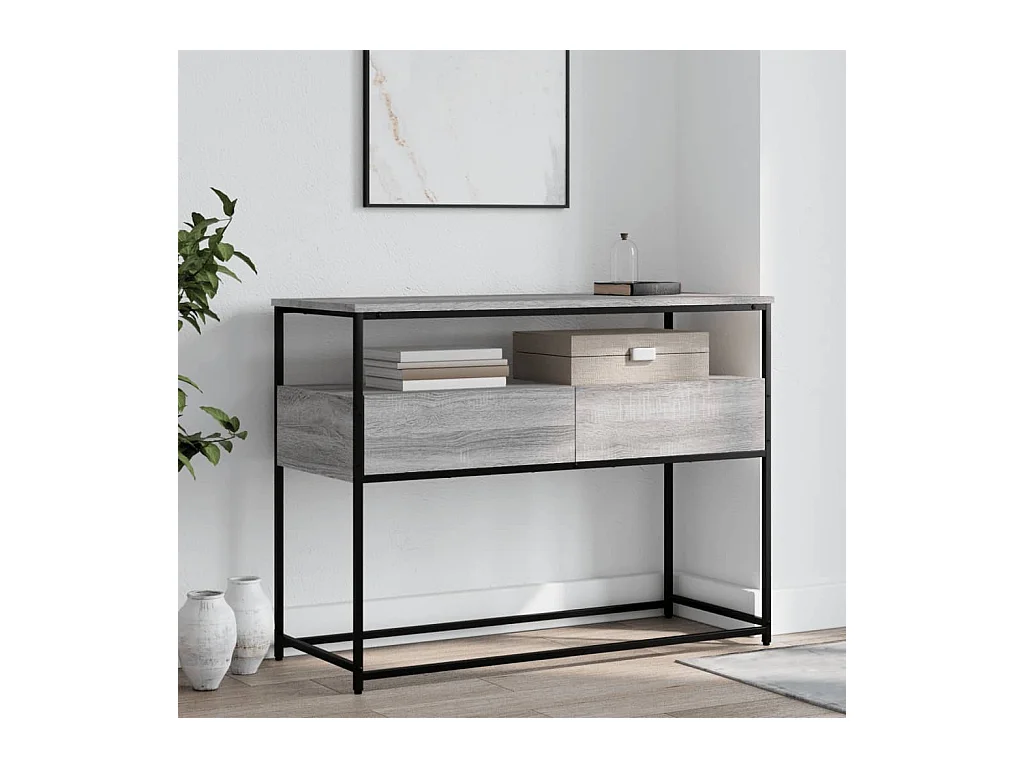 Table console sonoma gris 100x40x75 cm bois d'ingénierie