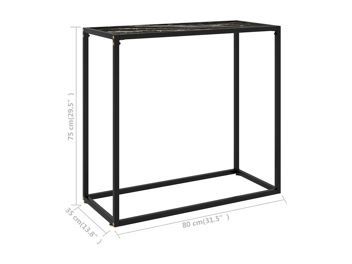 Mesa consola negra 80x35x75 cm Cristal templado