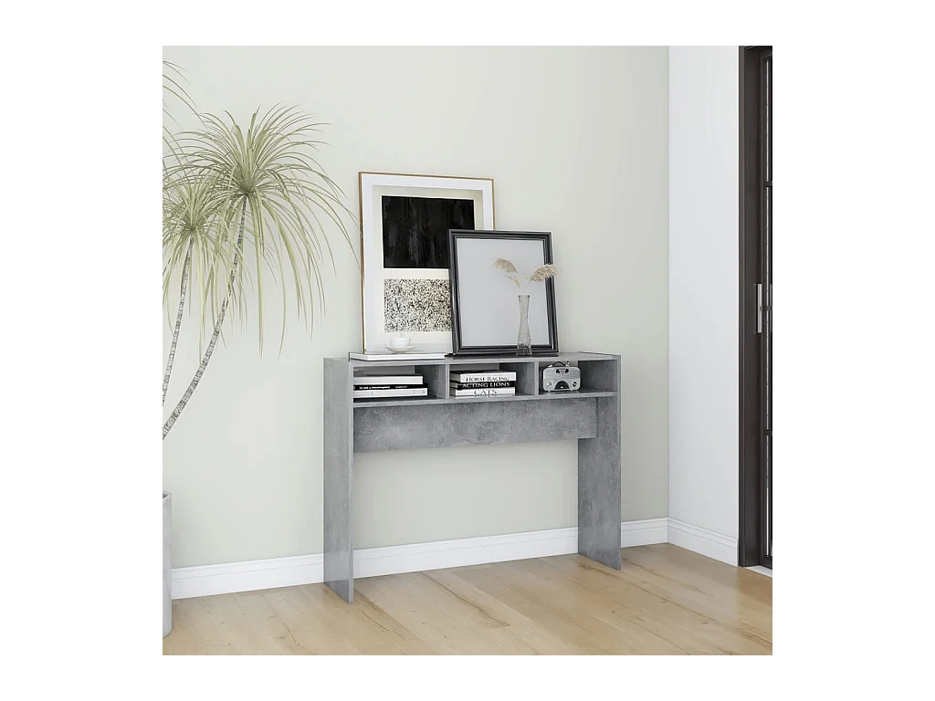 Table console gris béton 105x30x80 cm bois d'ingénierie
