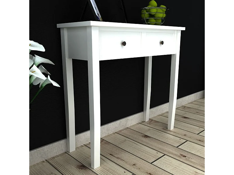 Table de console et coiffeuse avec 2 tiroirs Blanc