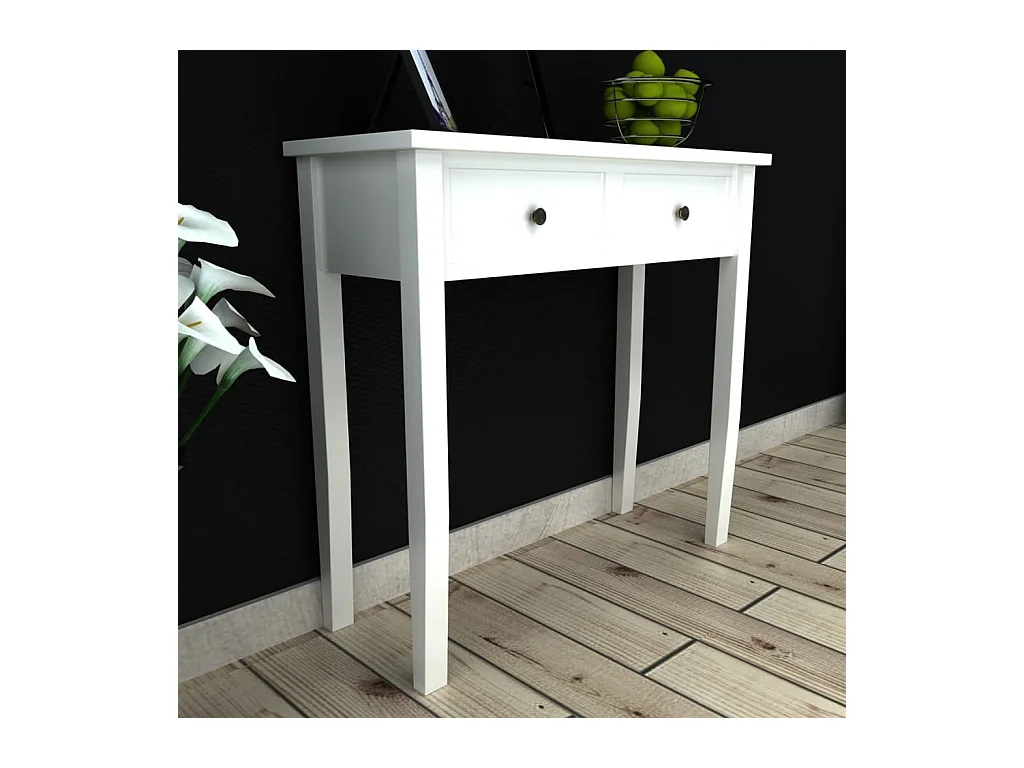 Table de console et coiffeuse avec 2 tiroirs Blanc