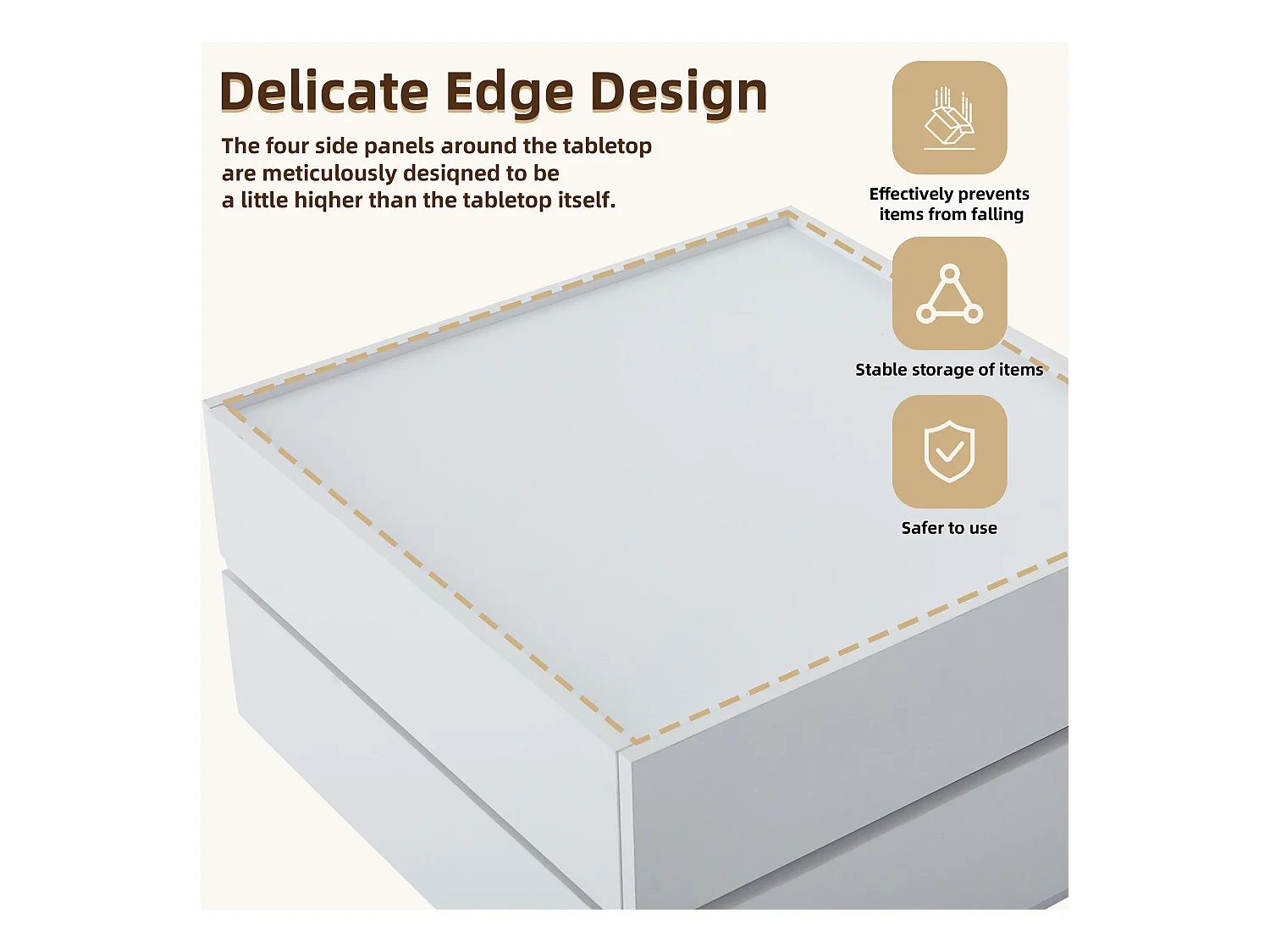 Table basse fonctionnelle rotative à 360°, 2 plateaux et rangement, panneau de particules blanc, (60x60x38cm)