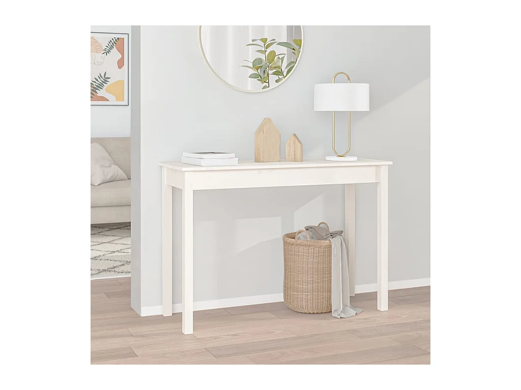 Table console Blanc 110x40x75 cm Bois massif de pin