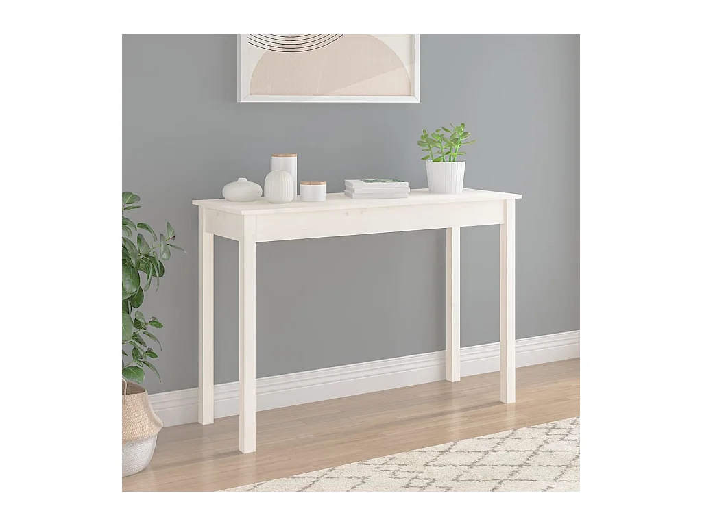 Table console Blanc 110x40x75 cm Bois massif de pin