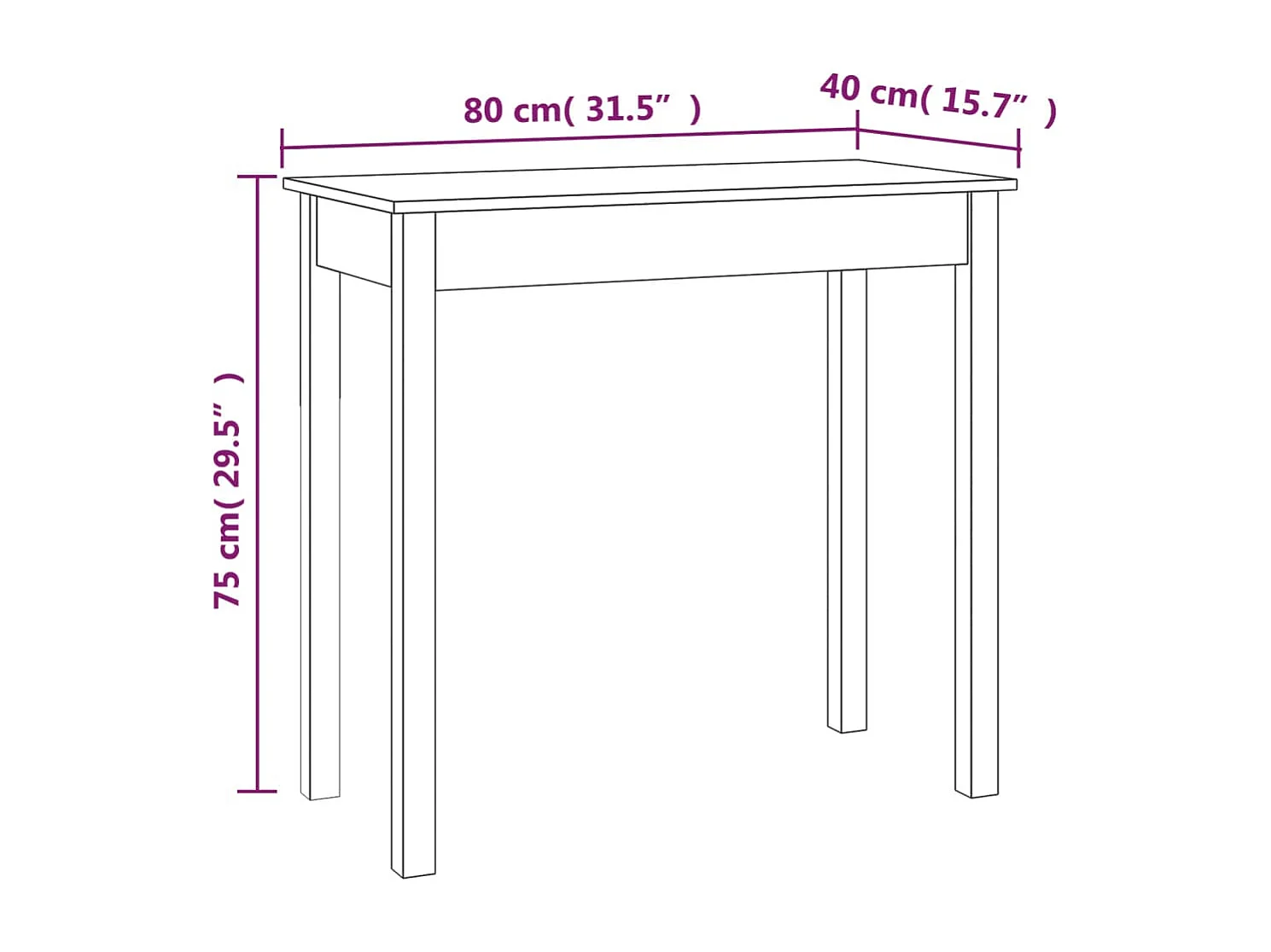 Consoletafel Wit 80x40x75 cm Massief grenenhout