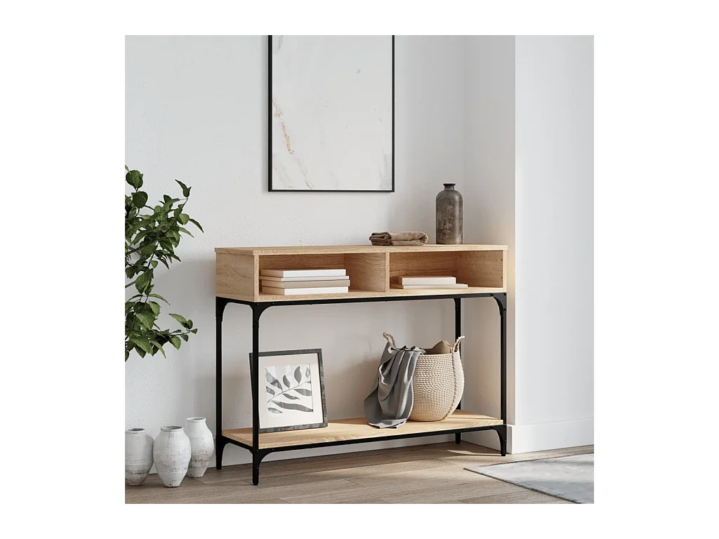 Table console chêne sonoma 100x30,5x75 cm bois d'ingénierie