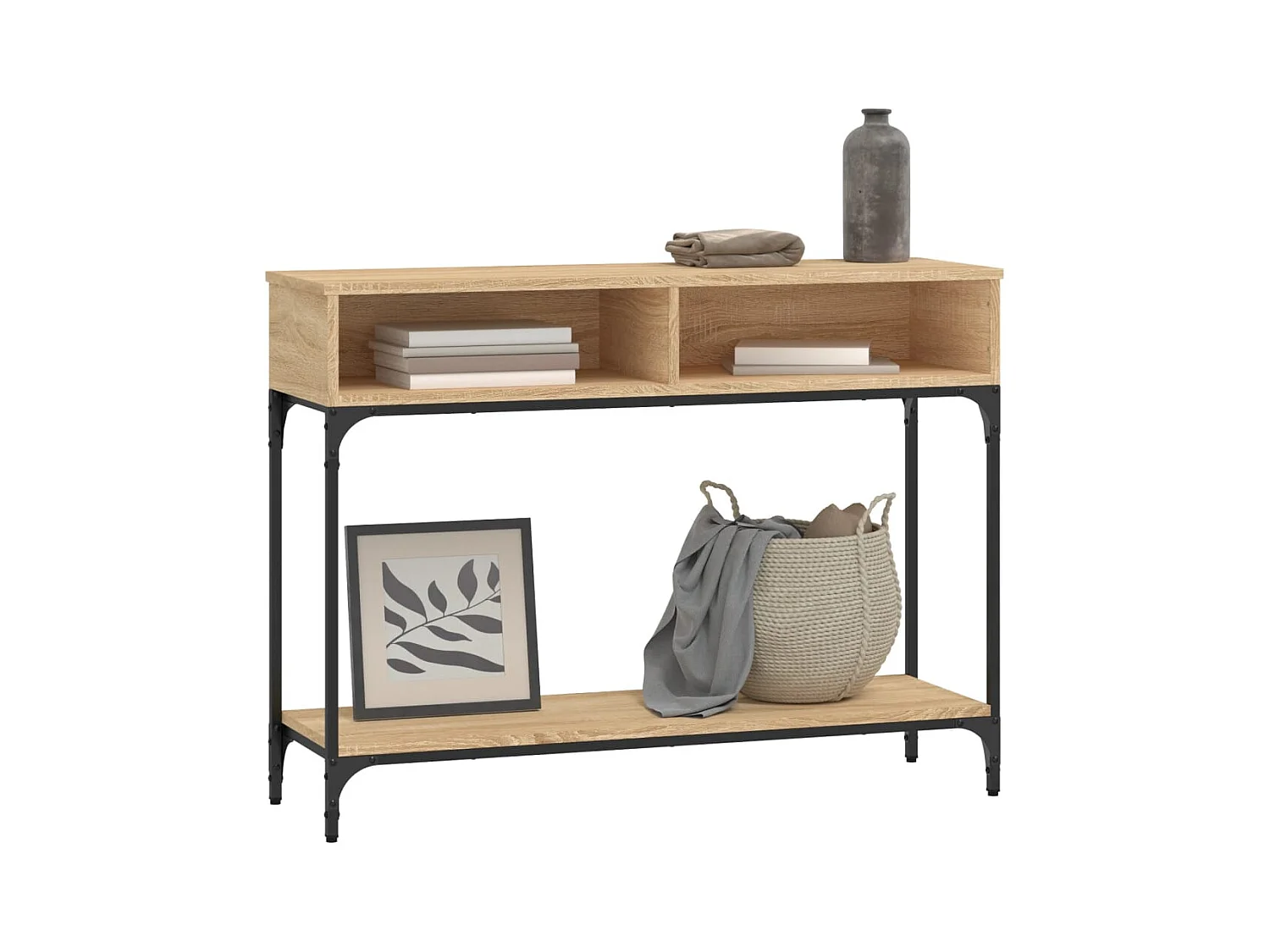 Table console chêne sonoma 100x30,5x75 cm bois d'ingénierie