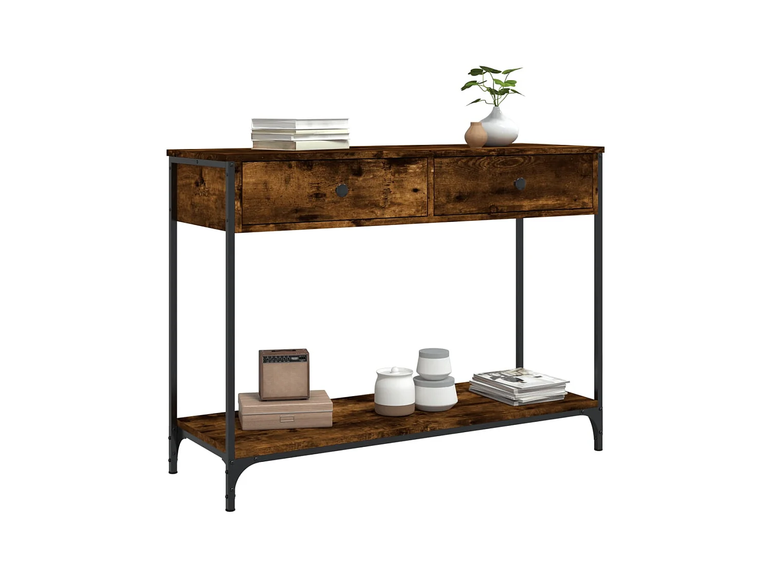 Consolle in rovere affumicato 100x34,5x75 cm in legno ingegnerizzato