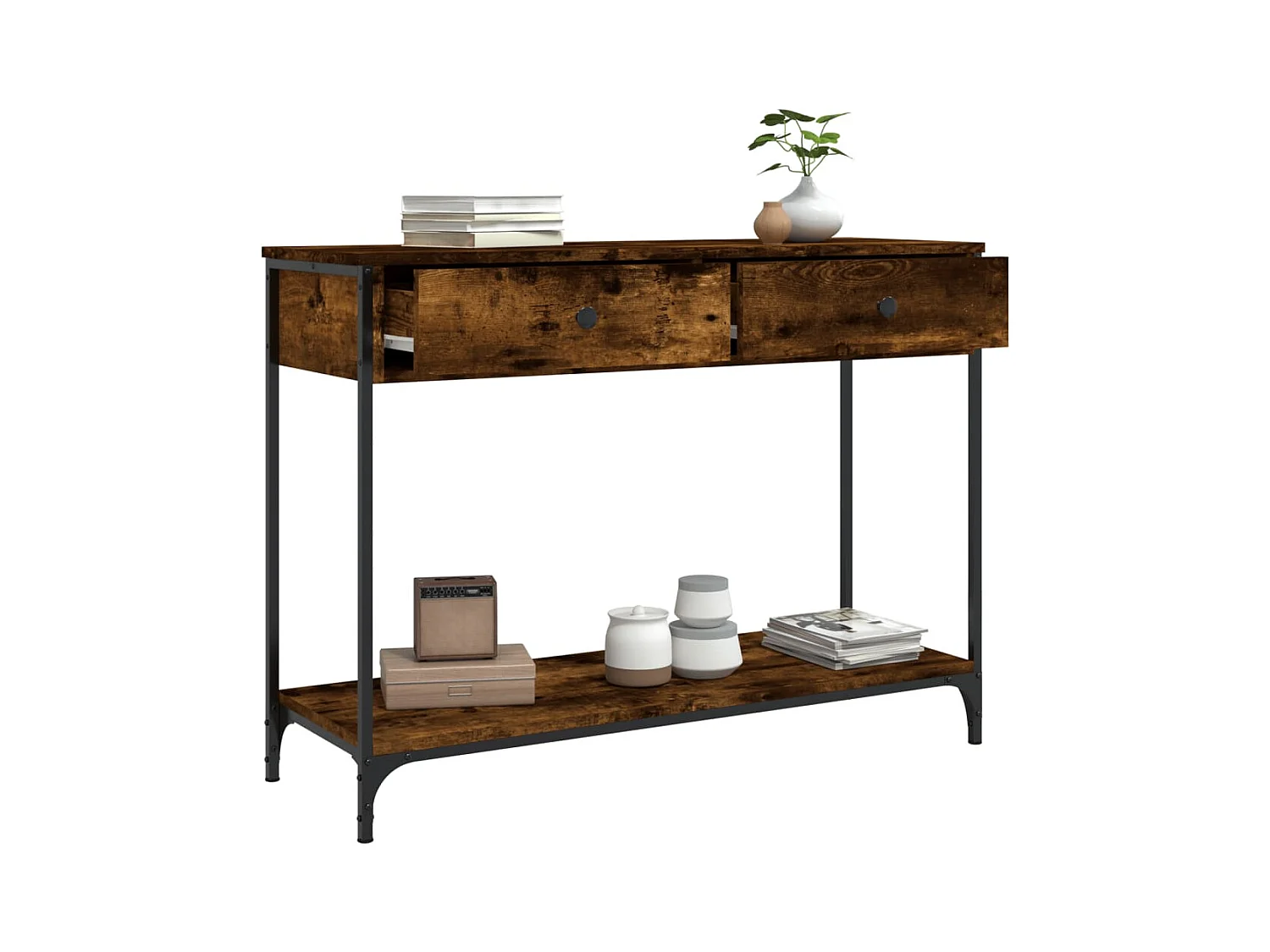 Consolle in rovere affumicato 100x34,5x75 cm in legno ingegnerizzato