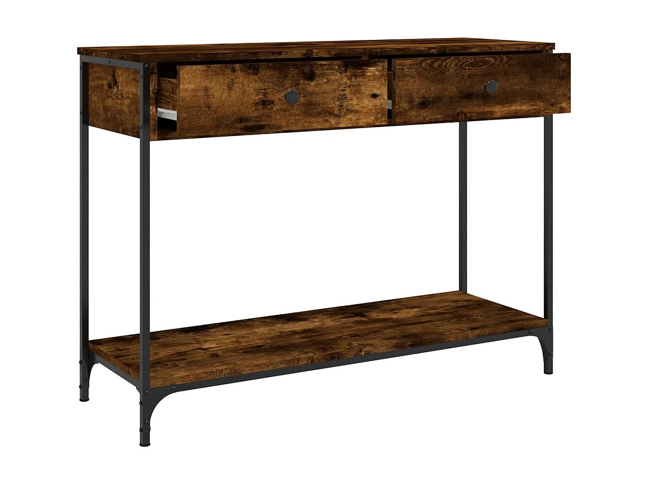 Table console chêne fumé 100x34,5x75 cm bois d'ingénierie