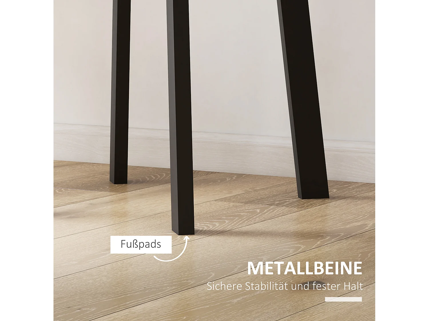 Ronde eettafel, zwart gelakt MDF-blad, schuine metalen poten, modern design (Ø72x75cm)