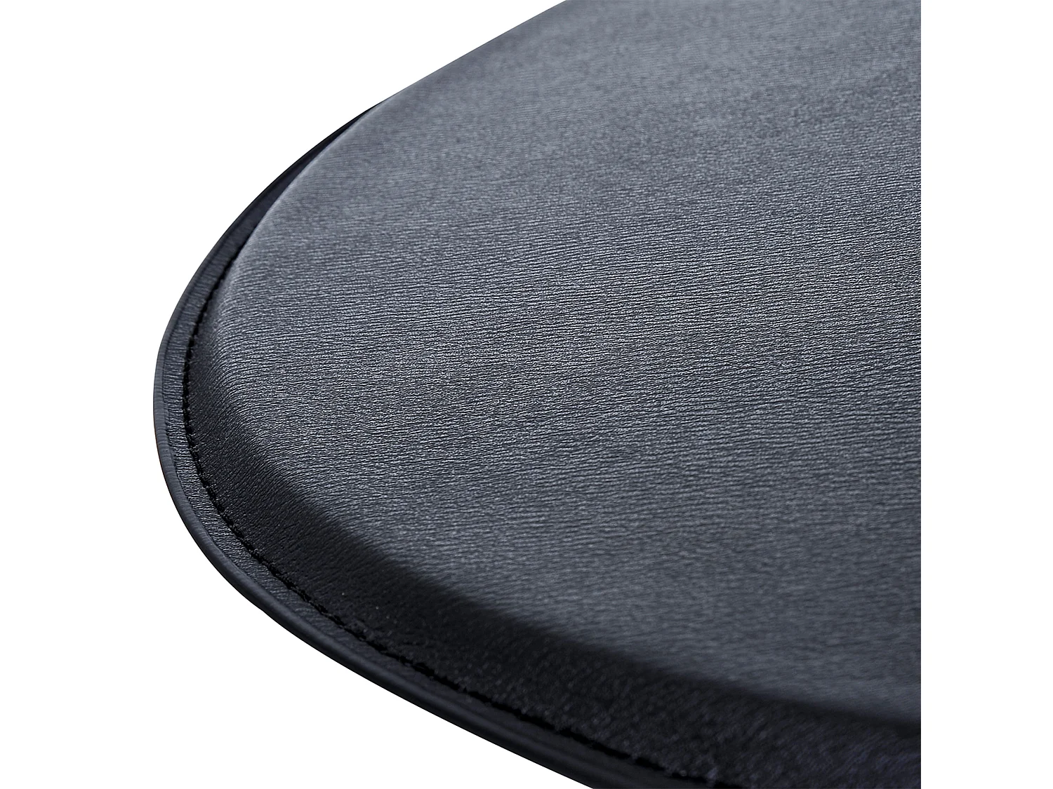 Table haute réglable, design bar rétro, acier chromé et similicuir, noir (Ø63x67-93 cm)