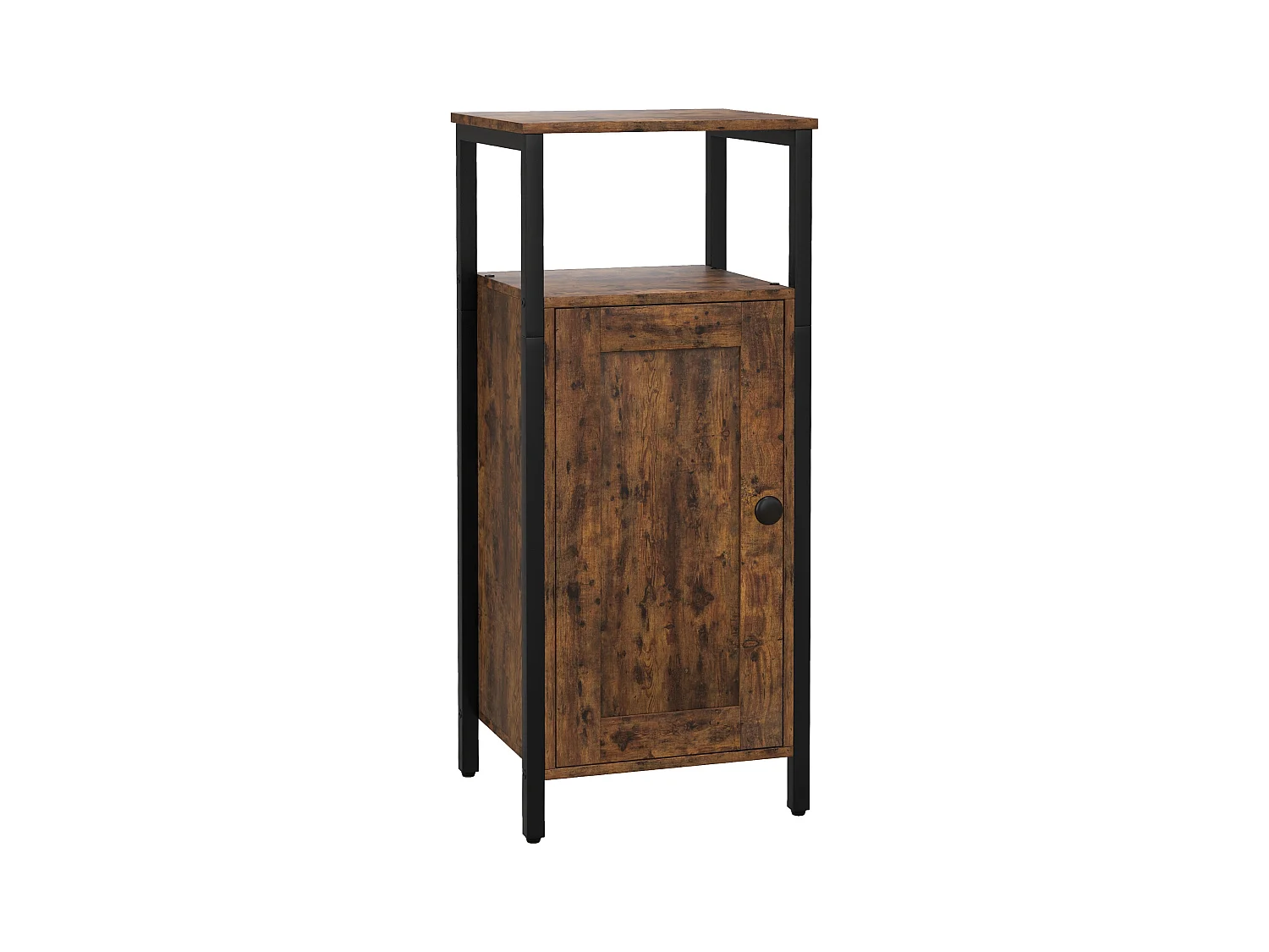 Table d'appoint industrielle avec étagère réglable, contreplaqué et métal, marron rustique (34x30x80cm)